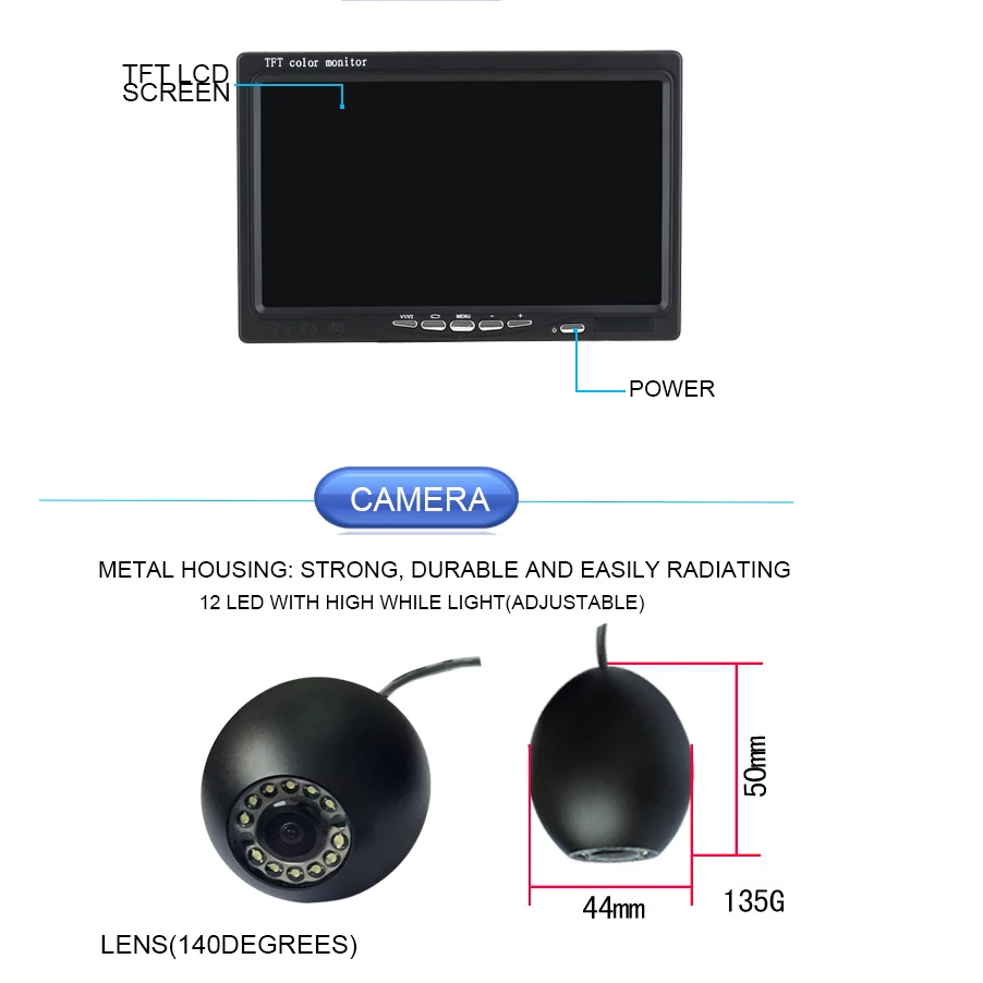 20m Cable  7'' 1000TVL HD Wate - огляд і ціна Fishing Camera